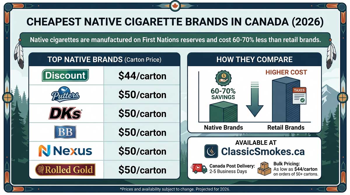 Cheapest Native Cigarette Brands in Canada 2026